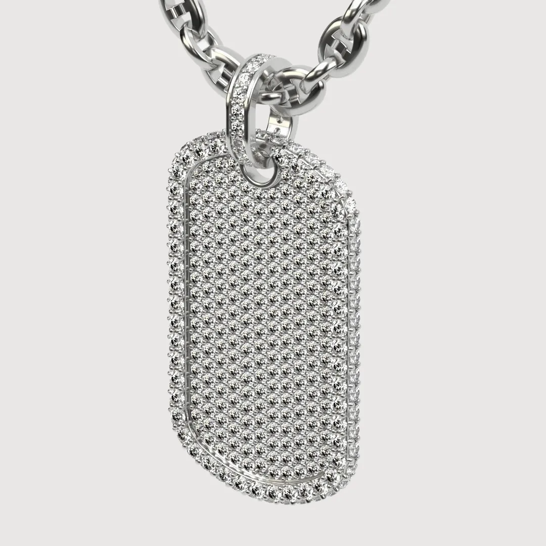 2.87 CTW Diamond Dog Tag Pendant – 14K Gold Custom Pendant