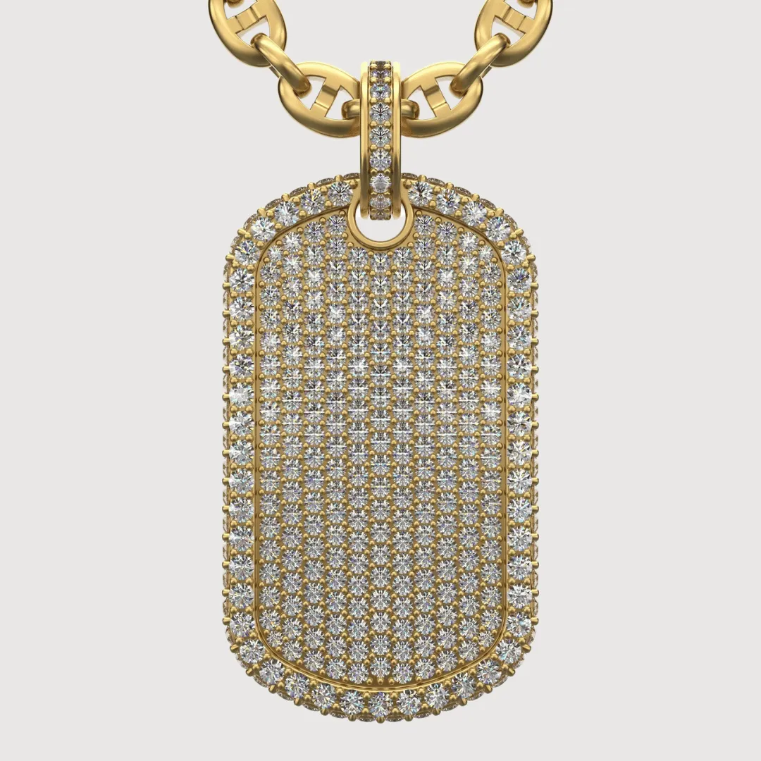 2.87 CTW Diamond Dog Tag Pendant – 14K Gold Custom Pendant