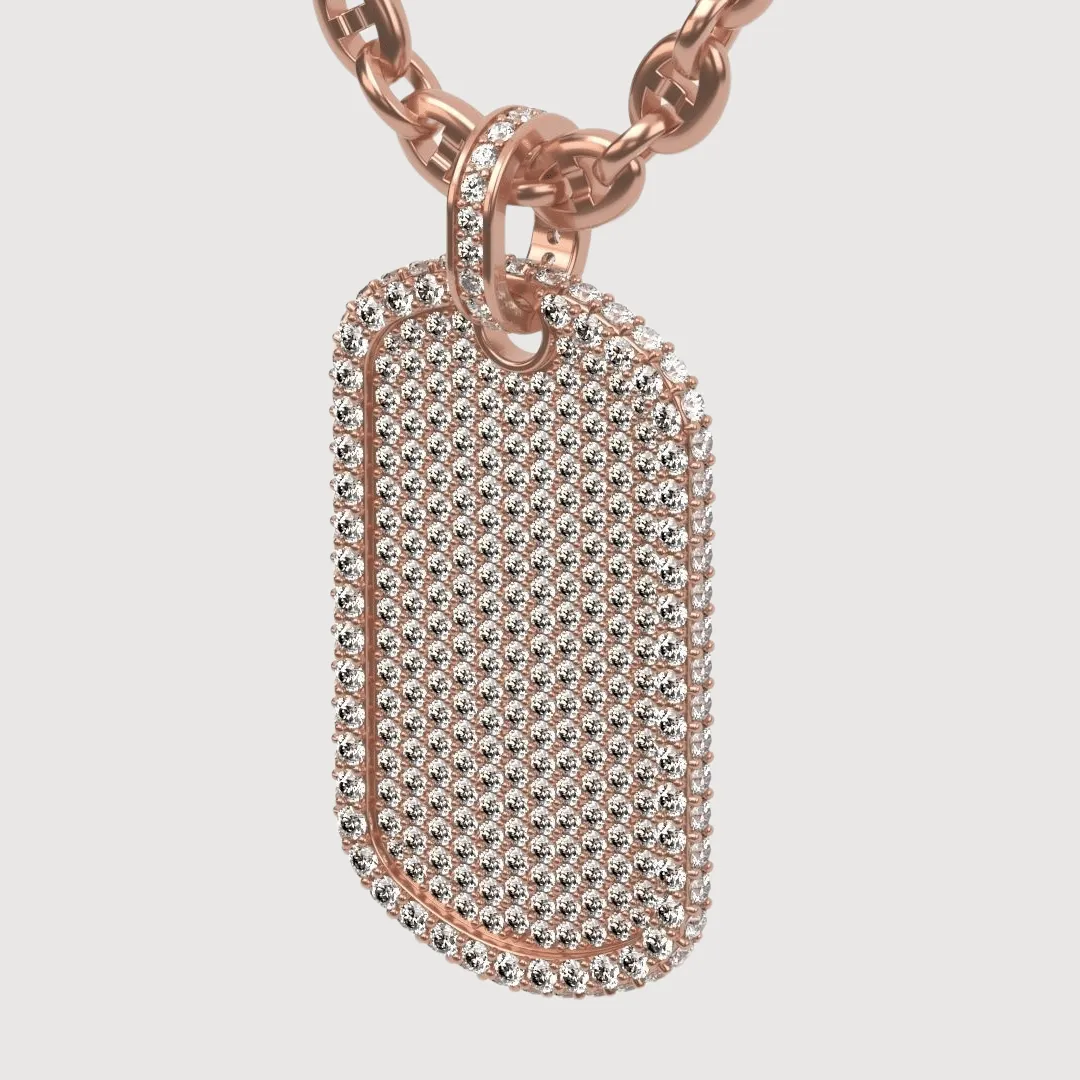 2.87 CTW Diamond Dog Tag Pendant – 14K Gold Custom Pendant