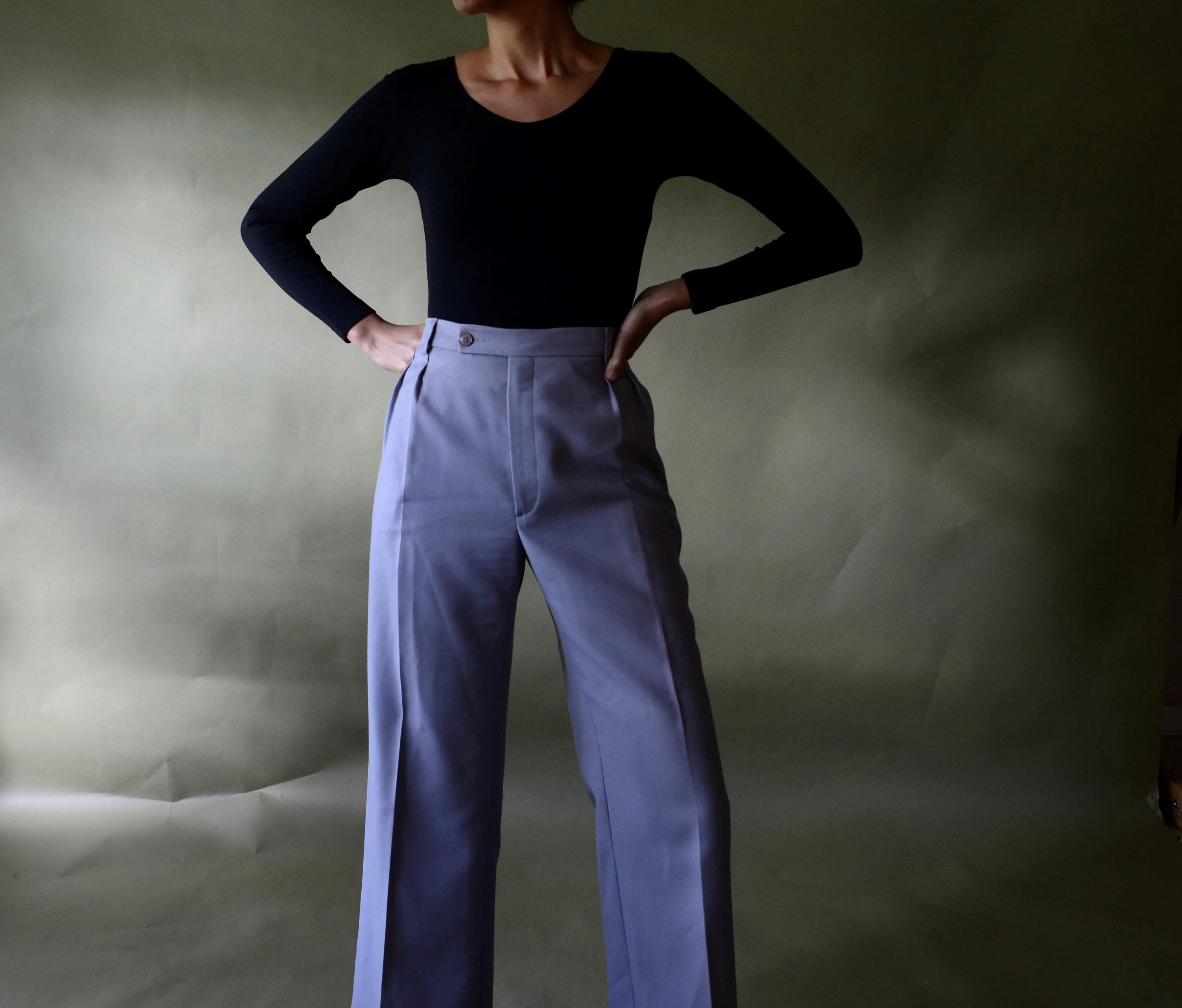 70s CACHAREL wool blend high waist pleated bell bottom trousers // 25-26" waist