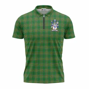 Adair Irish Clan Tartan Zipper Polo Shirt with Coat of Arms