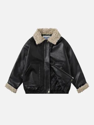 Aelfric Eden Plush Collar Faux Leather Jacket