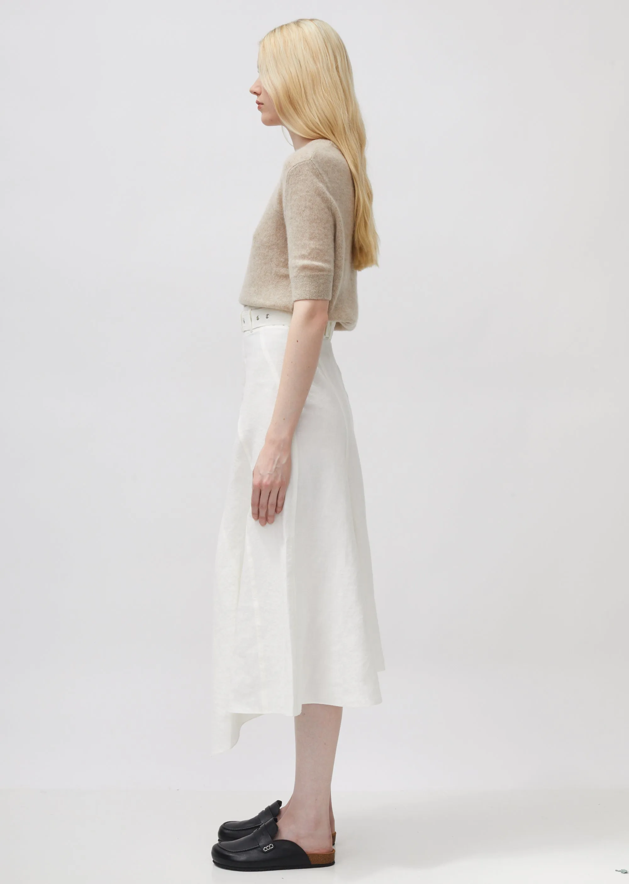 Asymmetric Belted Panelled Skirt