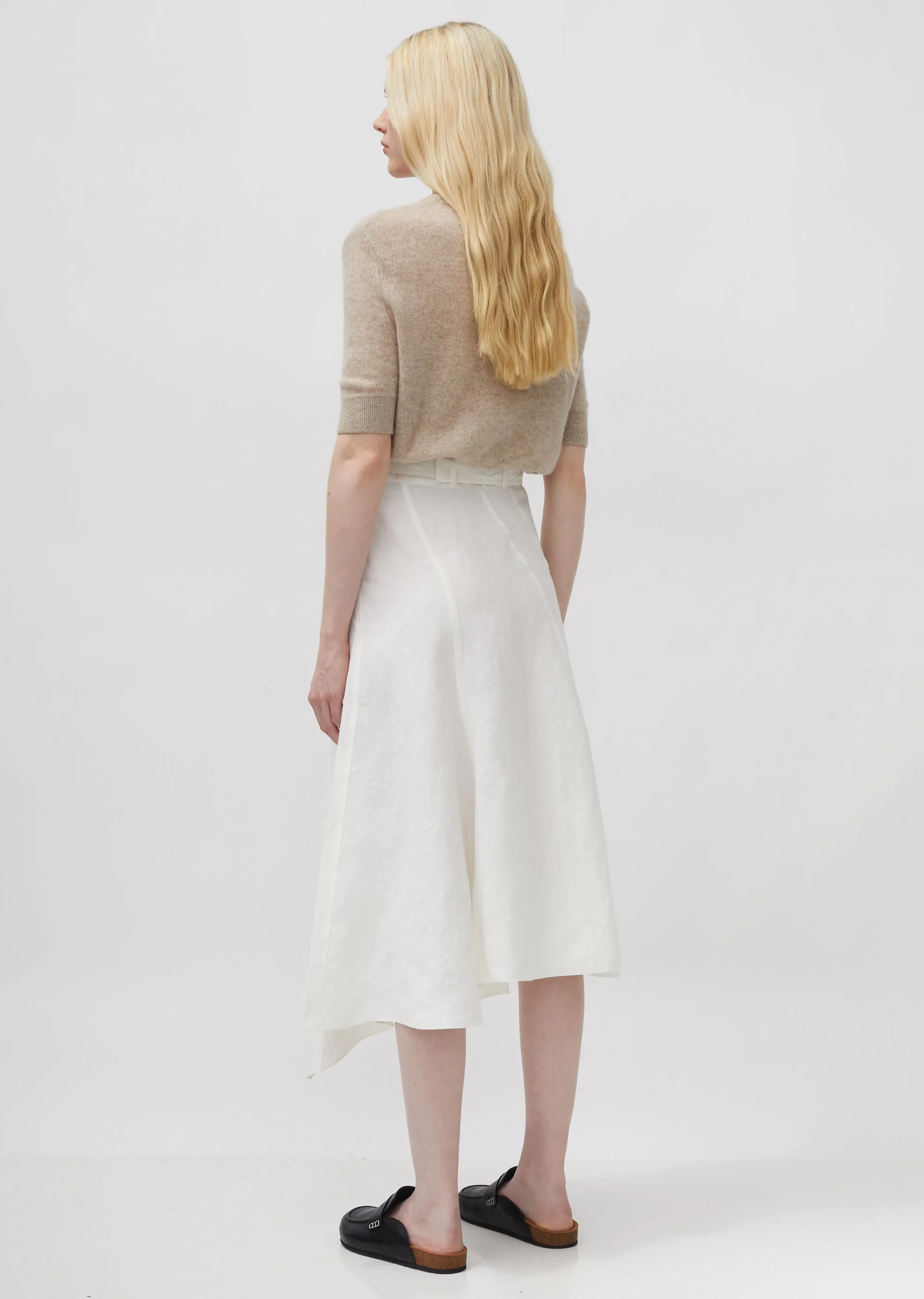 Asymmetric Belted Panelled Skirt