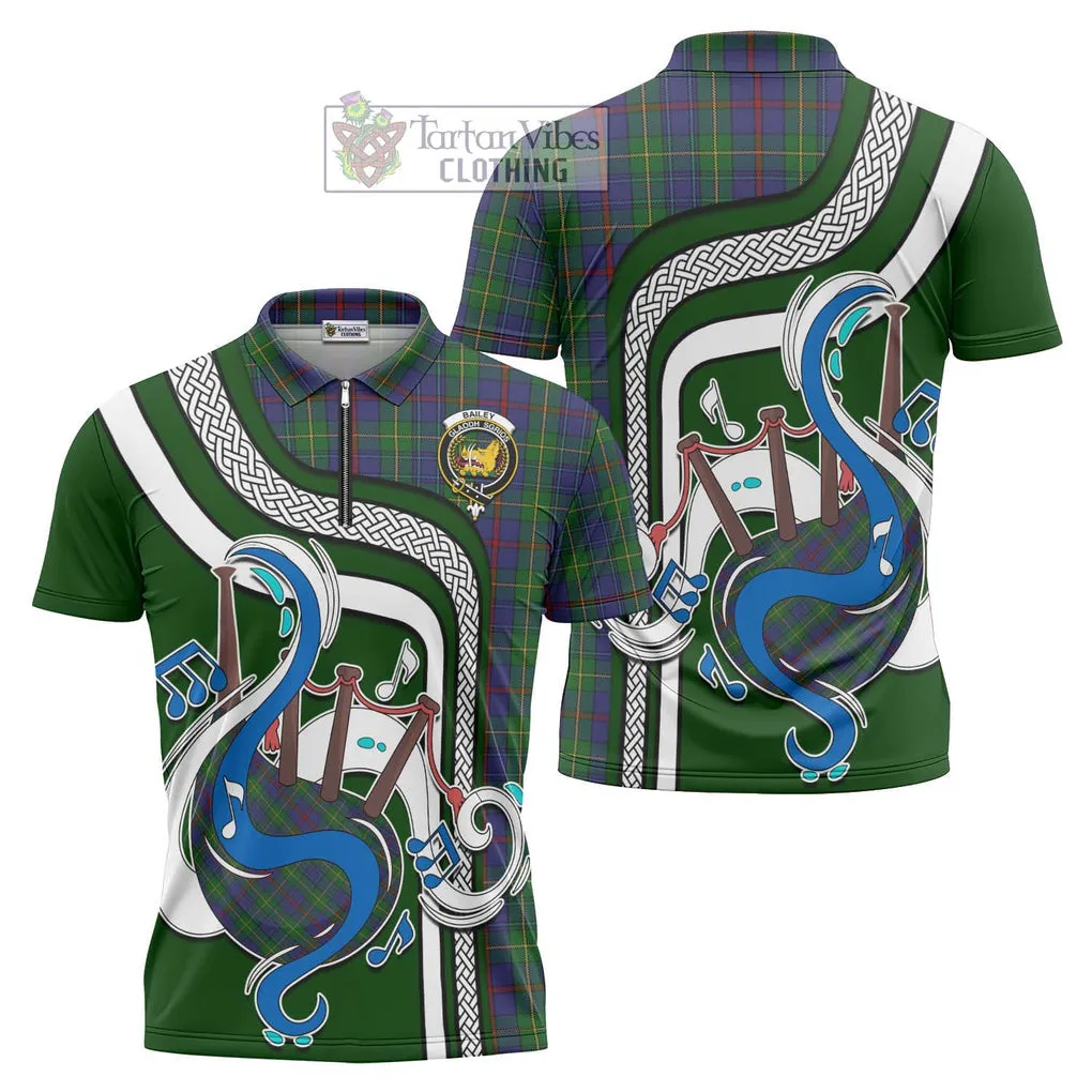 Bailey Tartan Zipper Polo Shirt with Epic Bagpipe Style