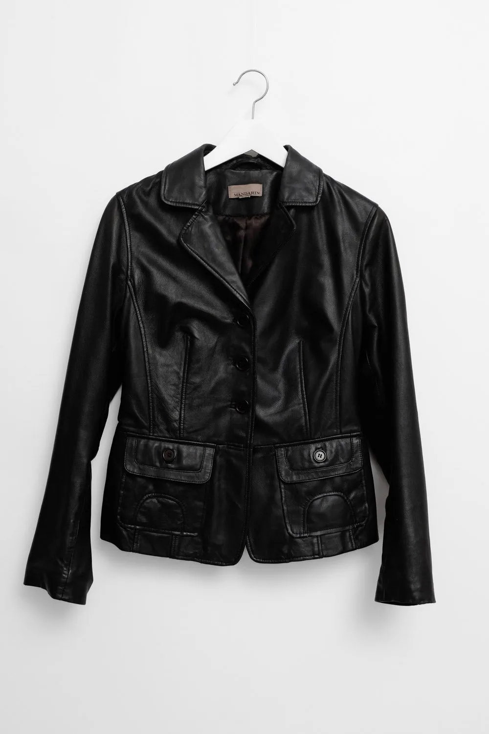 BLACK LEATHER VINTAGE BLAZER