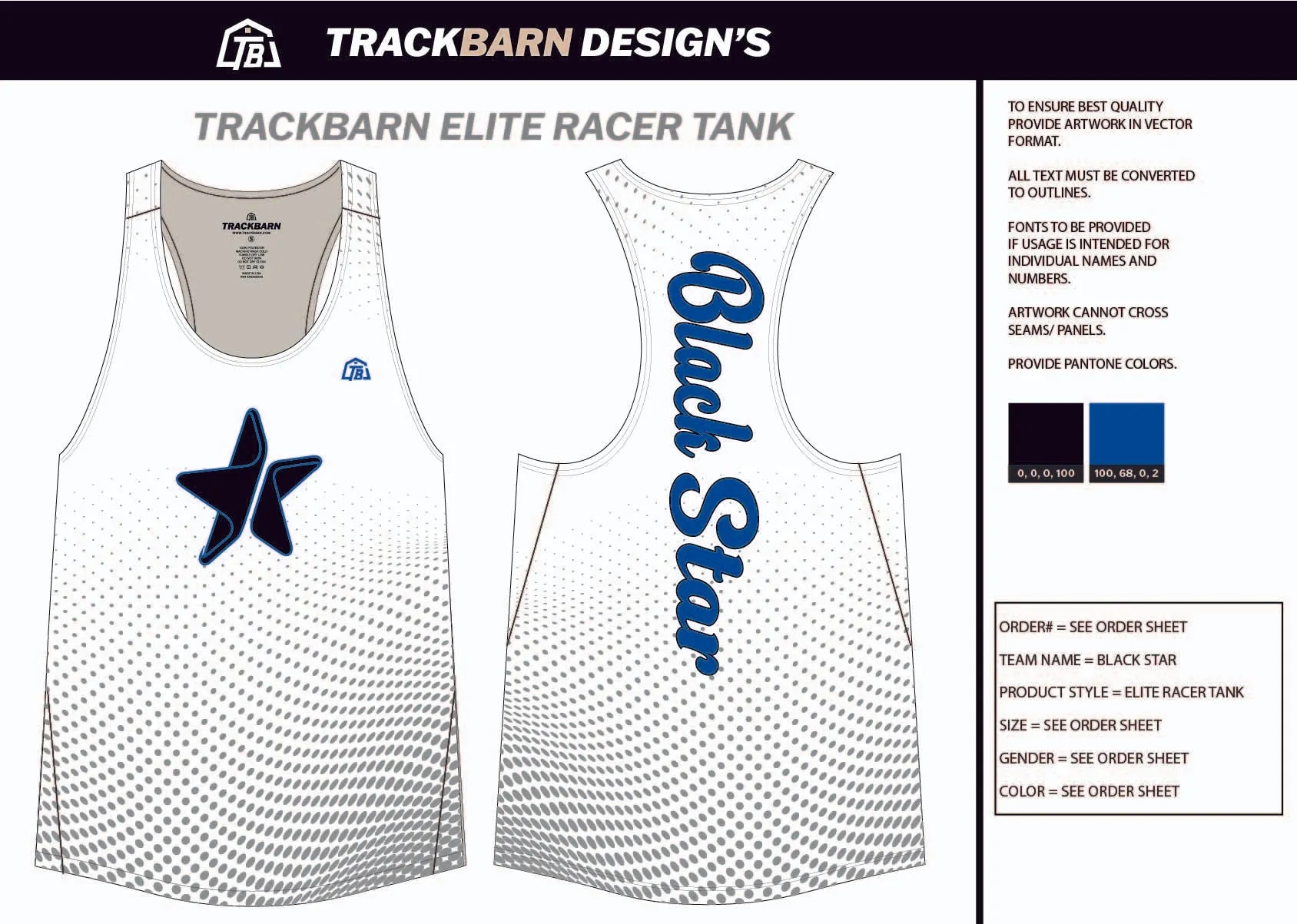 Black-Star- Womens Track Singlet