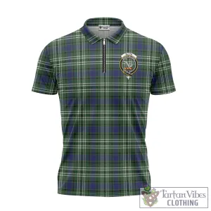 Blyth Tartan Zipper Polo Shirt with Family Crest