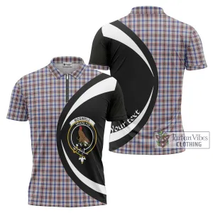 Boswell Tartan Zipper Polo Shirt with Family Crest Circle Style