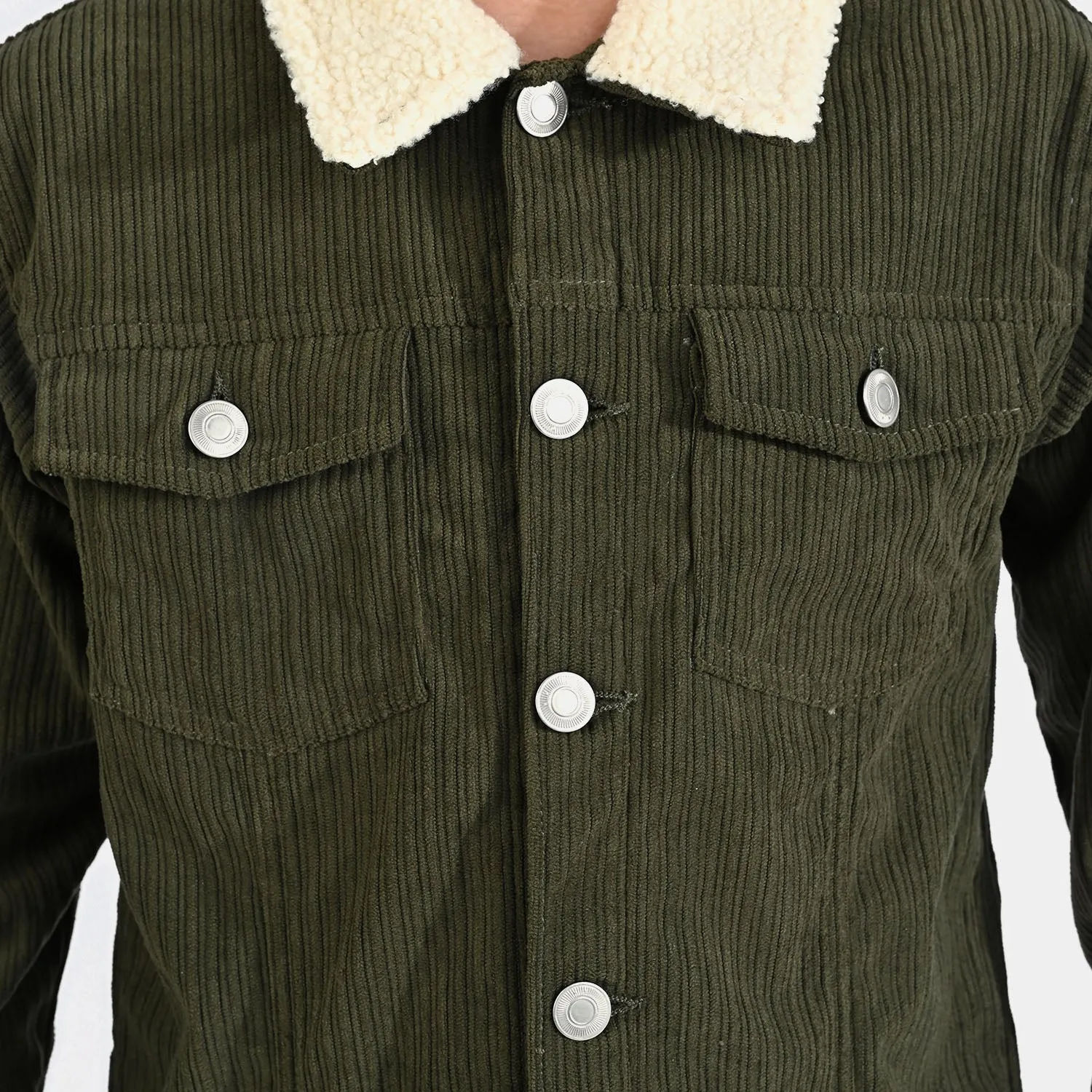 Boys Corduroy Woven Jacket-Olive