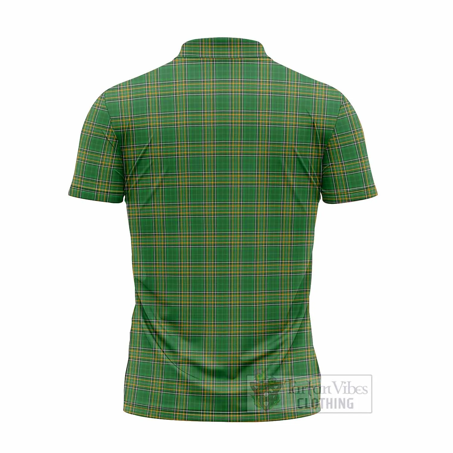 Bracken Irish Clan Tartan Zipper Polo Shirt with Coat of Arms