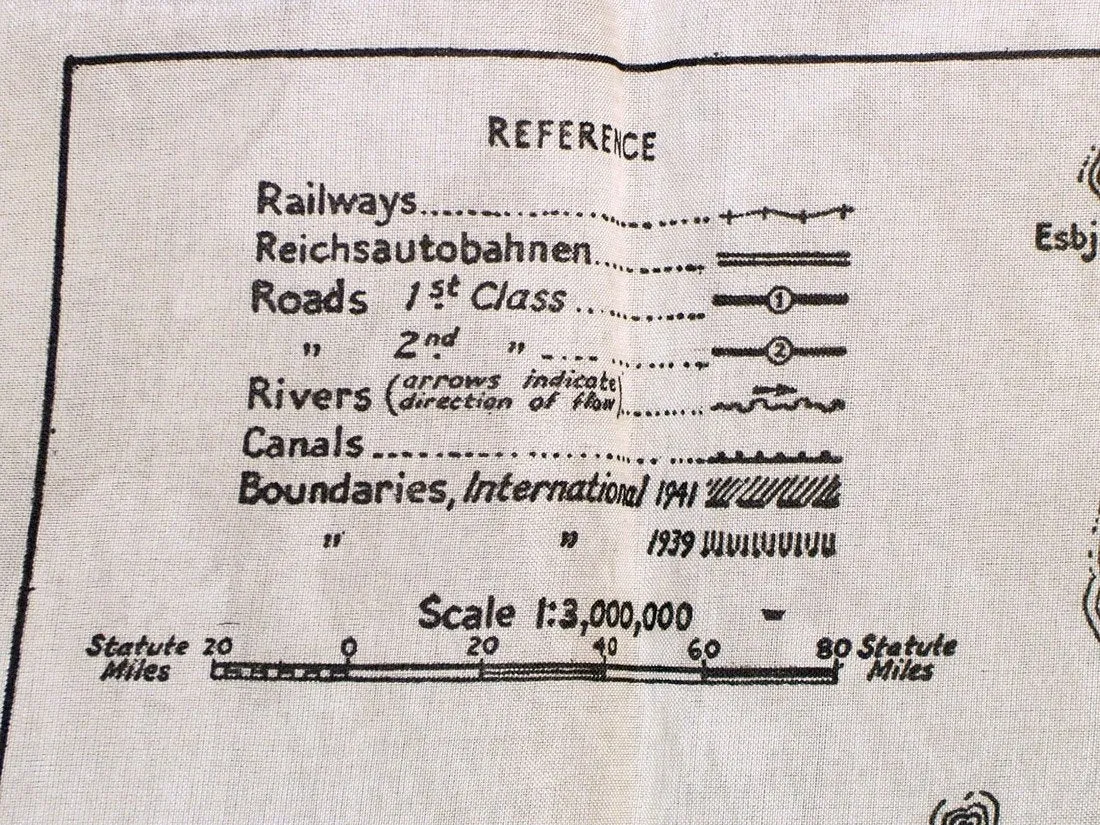 British Silk Escape Map of Germany Dated 1941: Original WW2 Un-issued