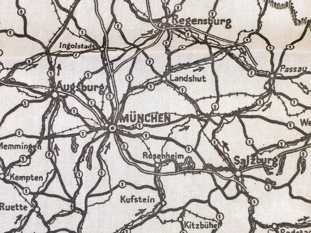 British Silk Escape Map of Germany Dated 1941: Original WW2 Un-issued