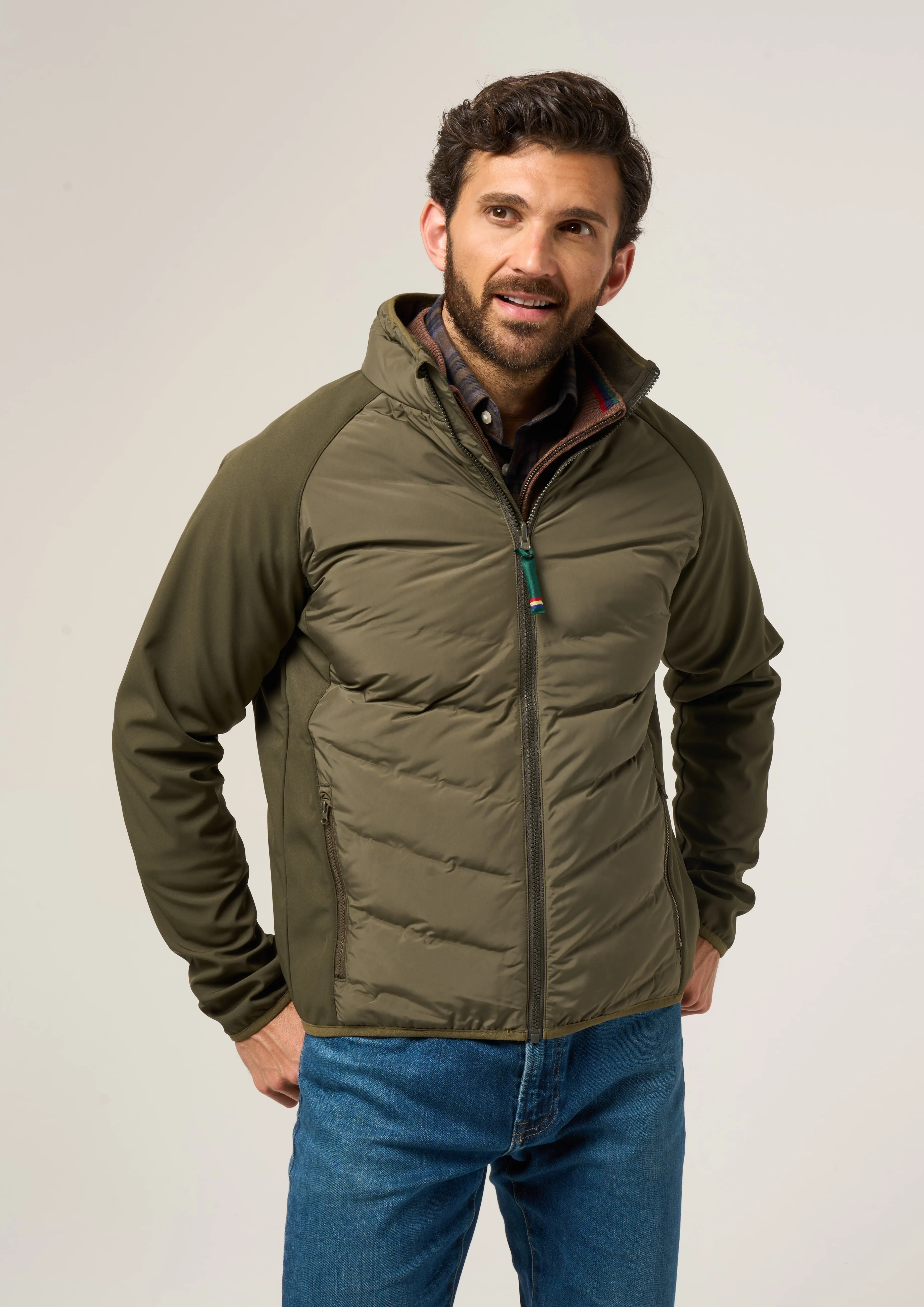 Calsall Men's Hybrid Jacket In Olive - Regular Fit