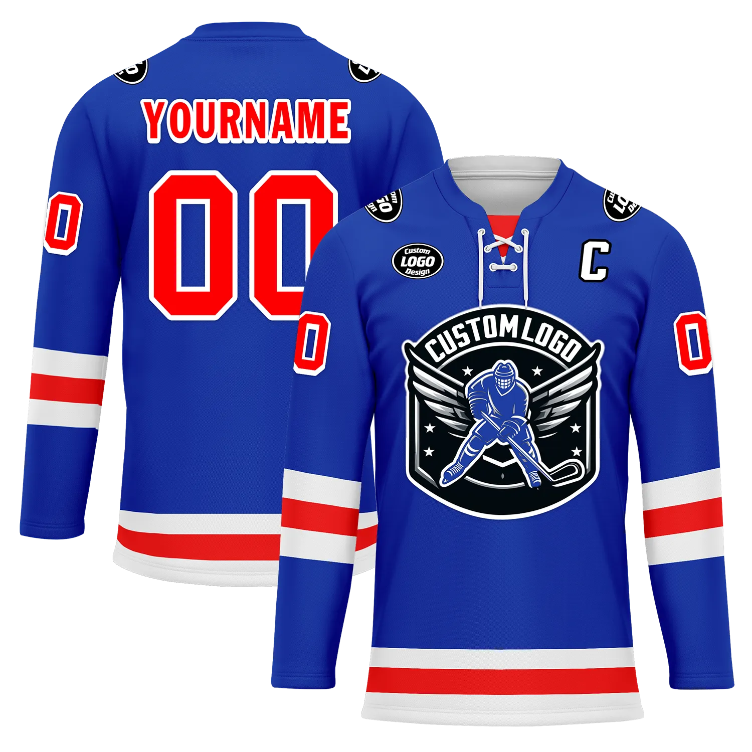 Custom Blue Red Personalized Hockey Jersey HCKJ01-D0a7007