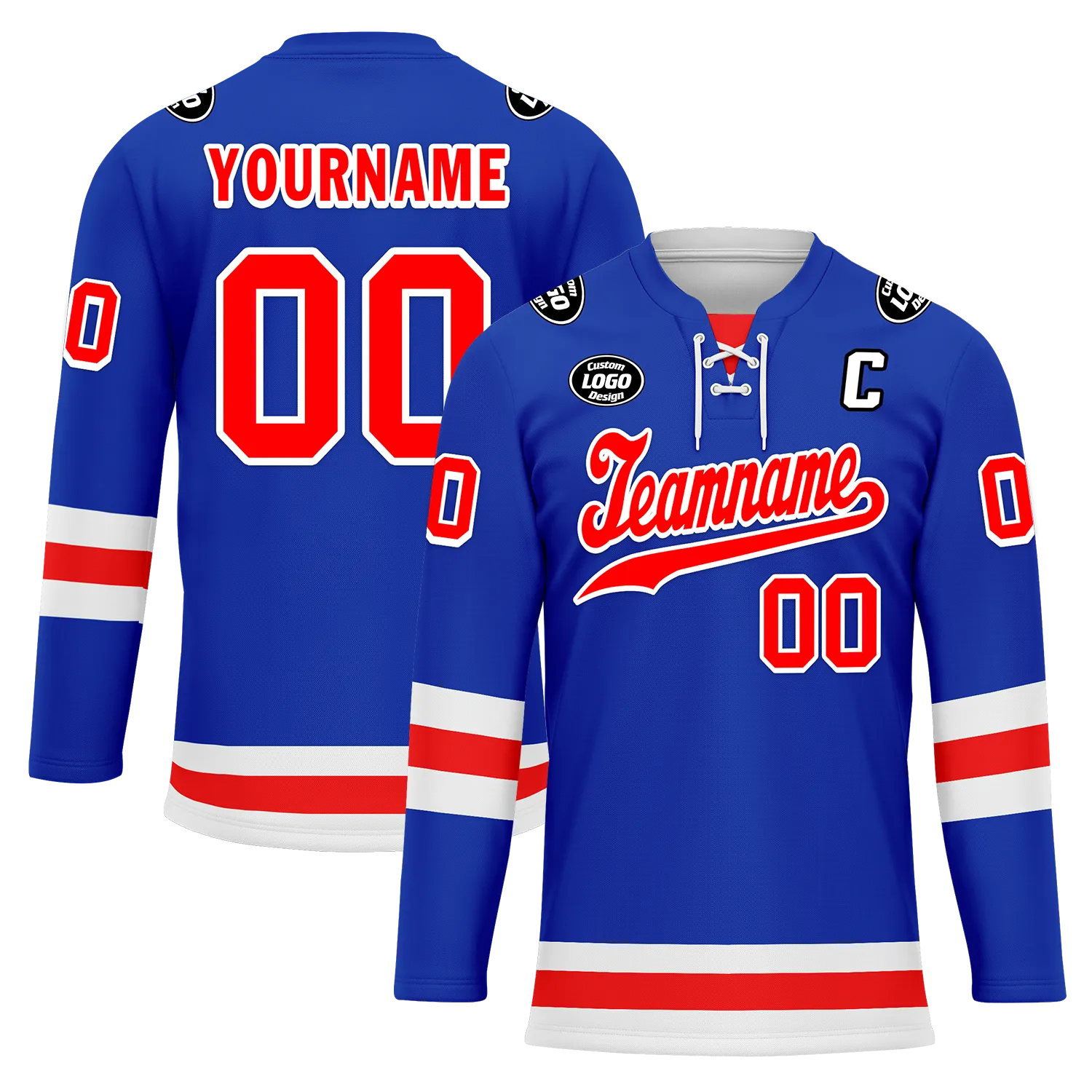 Custom Blue Red Personalized Hockey Jersey HCKJ01-D0a7007