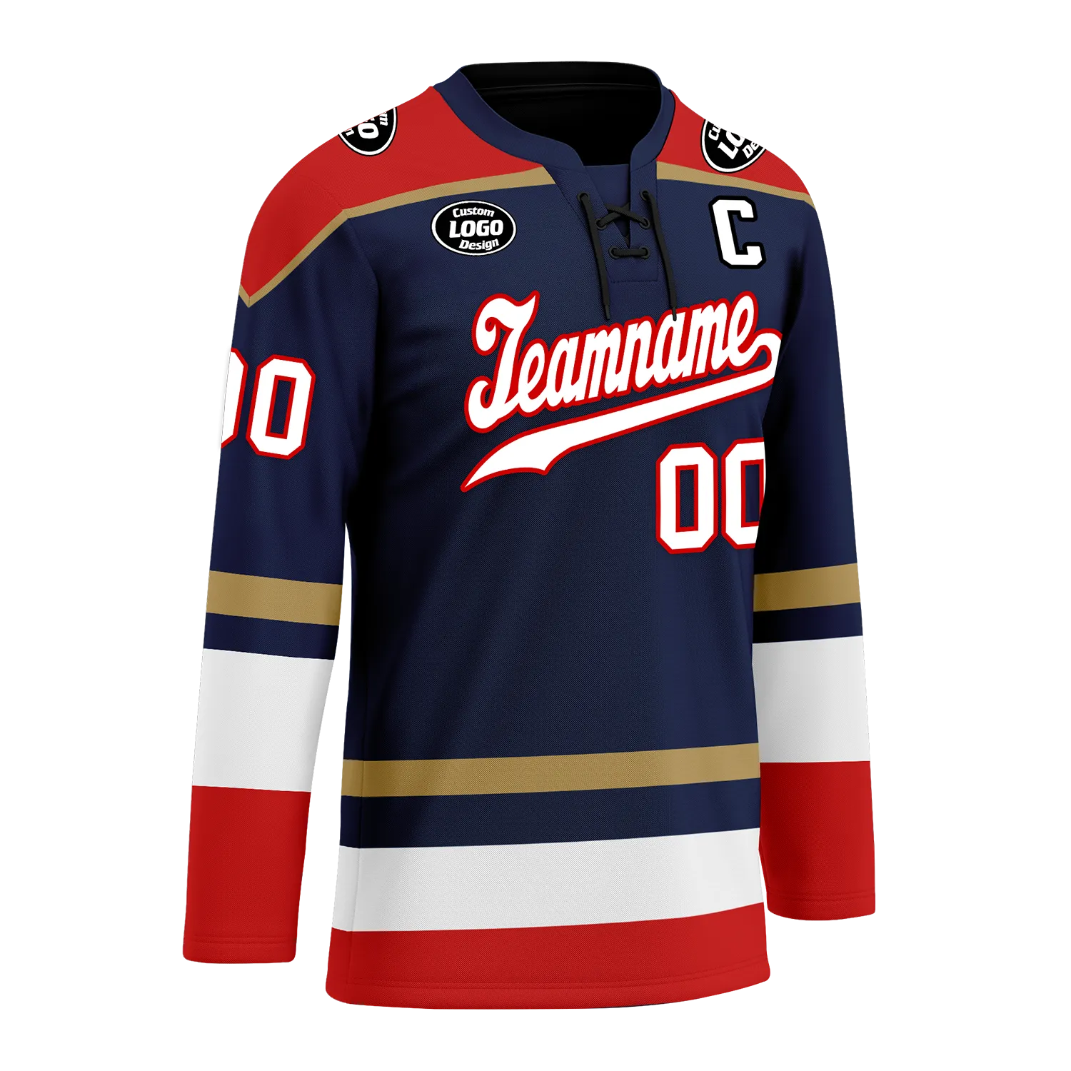 Custom Blue Red Personalized Hockey Jersey HCKJ01-D0a70af