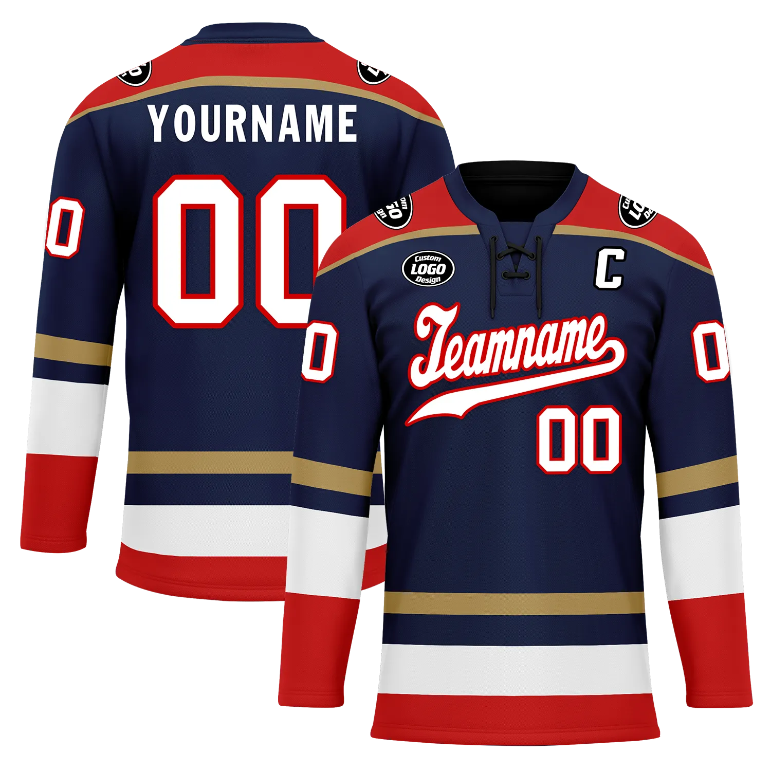 Custom Blue Red Personalized Hockey Jersey HCKJ01-D0a70af