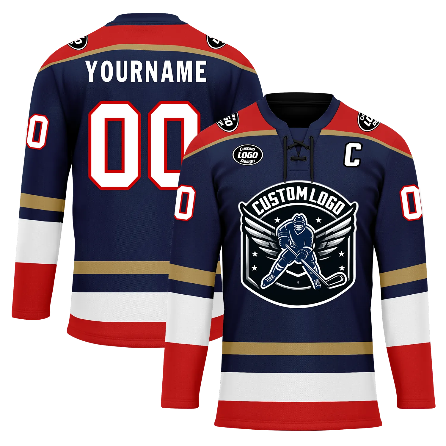 Custom Blue Red Personalized Hockey Jersey HCKJ01-D0a70af