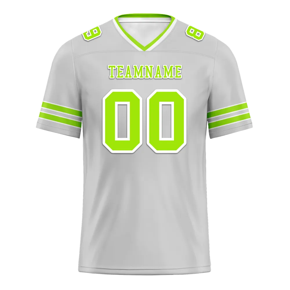 Custom Grey Sleeve Stripes Green Personalized Authentic Football Jersey FBJ02-bc0f078