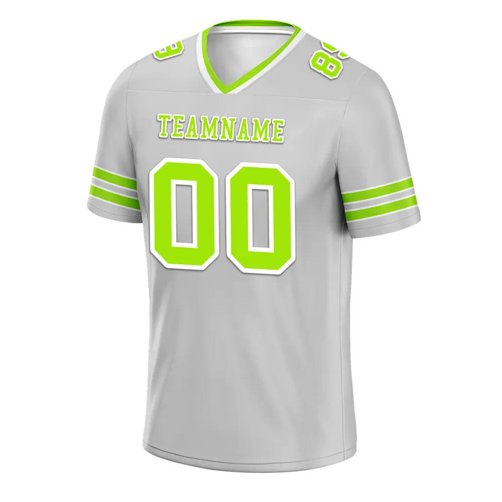 Custom Grey Sleeve Stripes Green Personalized Authentic Football Jersey FBJ02-bc0f078