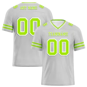 Custom Grey Sleeve Stripes Green Personalized Authentic Football Jersey FBJ02-bc0f078