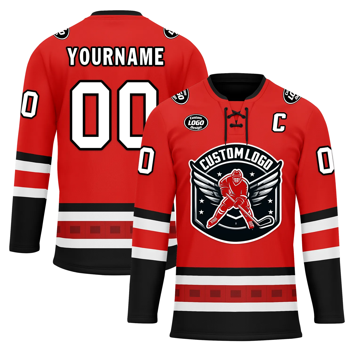 Custom Red Black Personalized Hockey Jersey HCKJ01-D0a700a