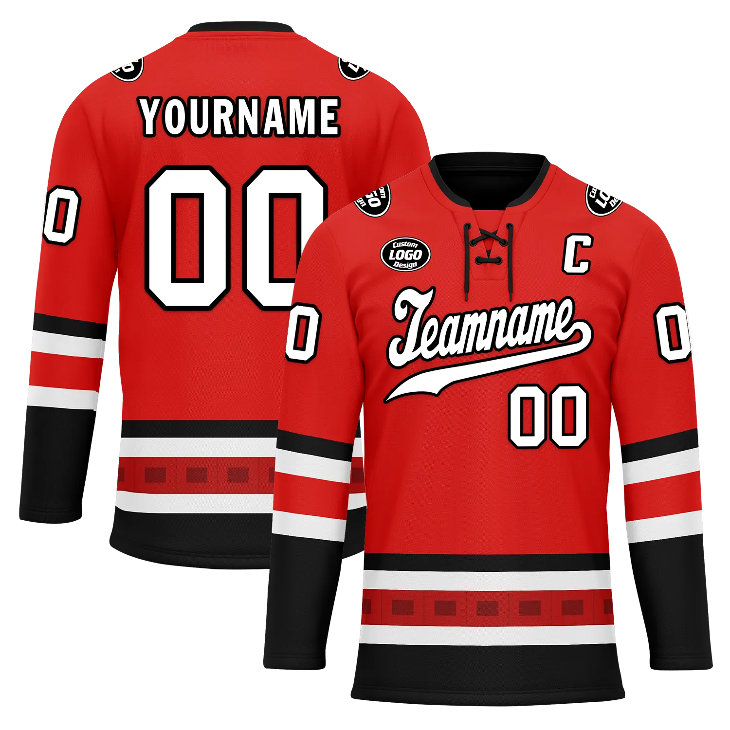 Custom Red Black Personalized Hockey Jersey HCKJ01-D0a700a