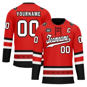 Custom Red Black Personalized Hockey Jersey HCKJ01-D0a700a