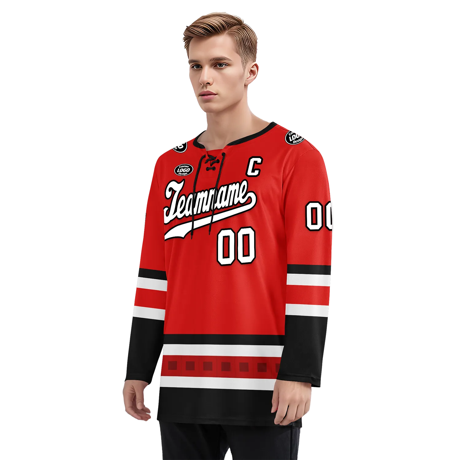 Custom Red Black Personalized Hockey Jersey HCKJ01-D0a700a