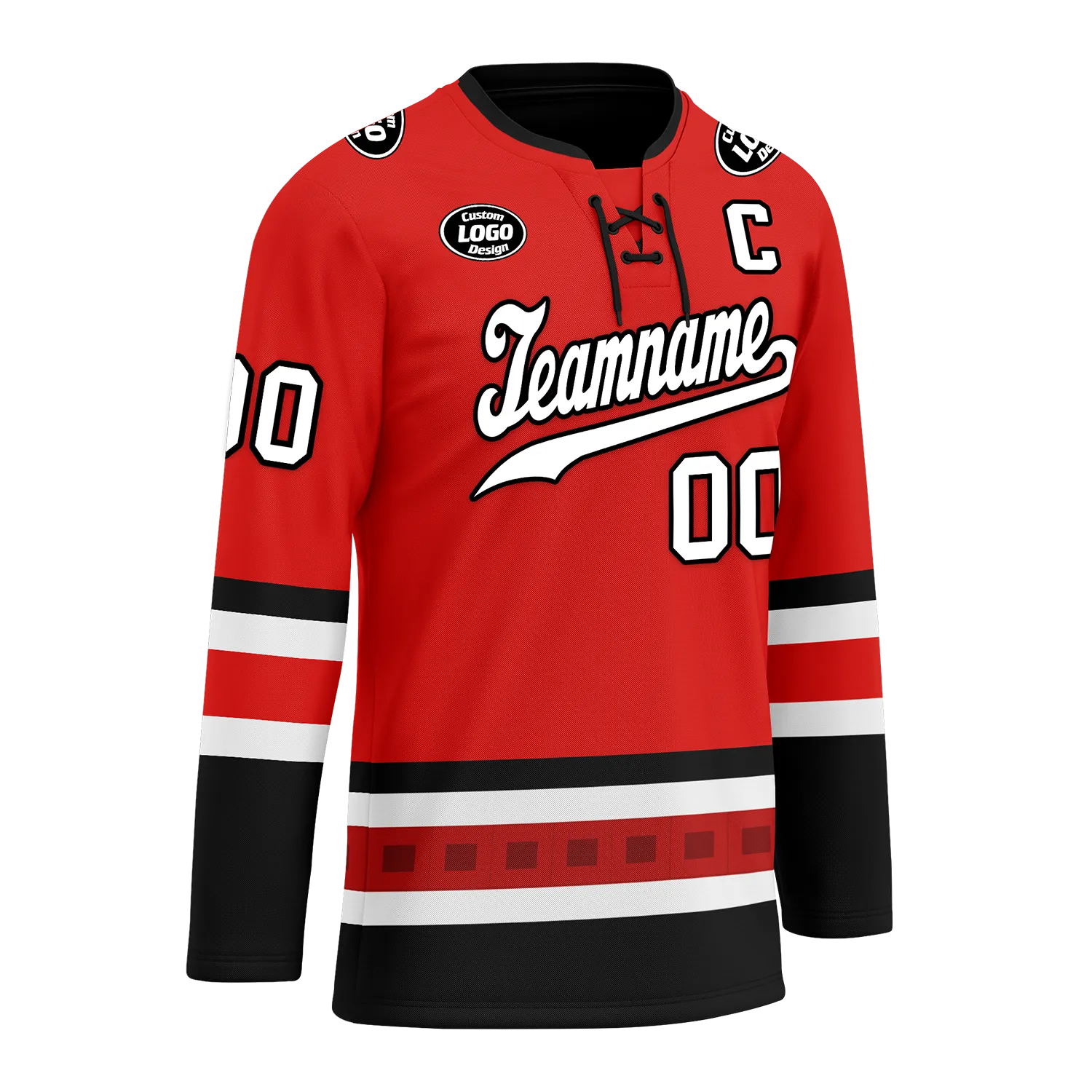 Custom Red Black Personalized Hockey Jersey HCKJ01-D0a700a