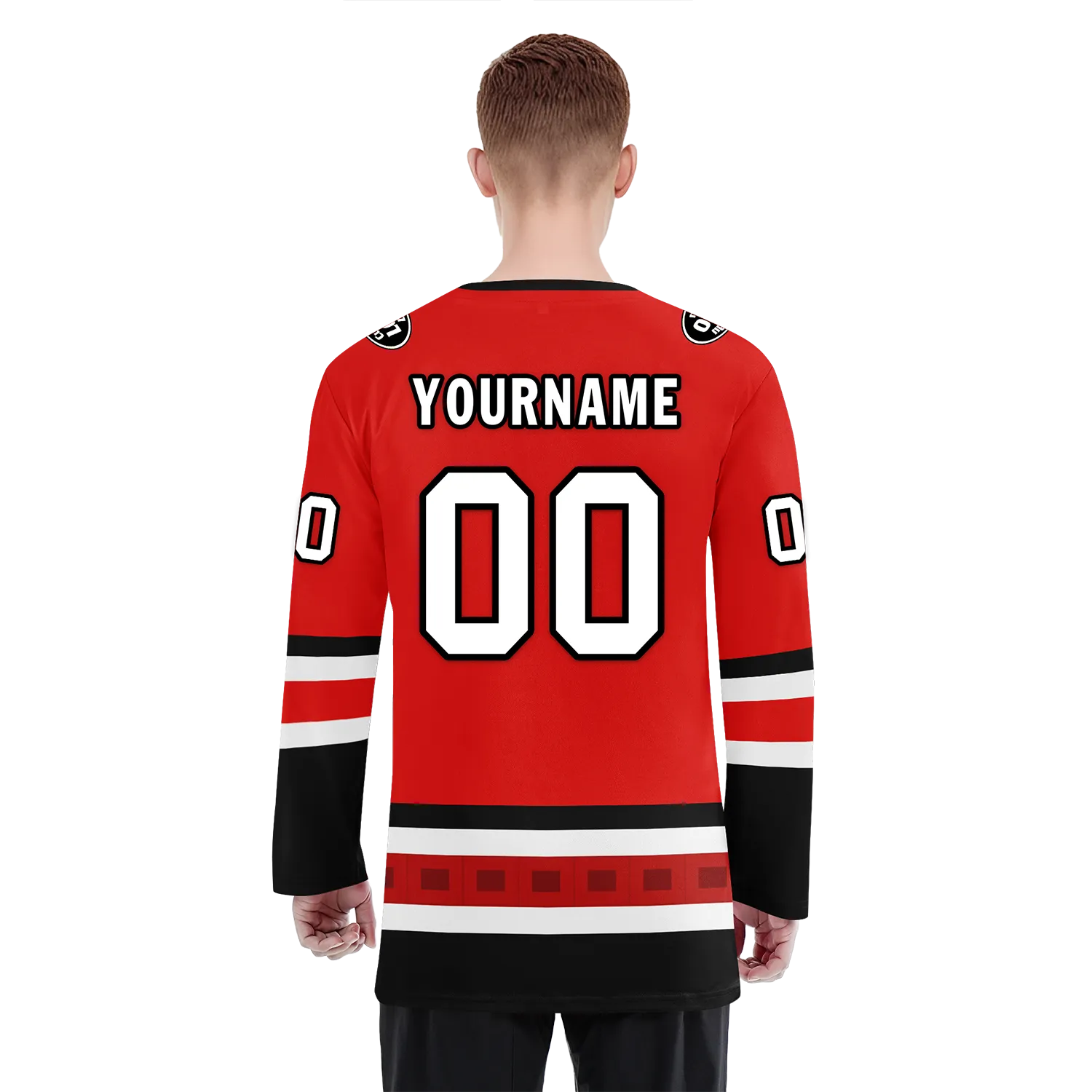 Custom Red Black Personalized Hockey Jersey HCKJ01-D0a700a