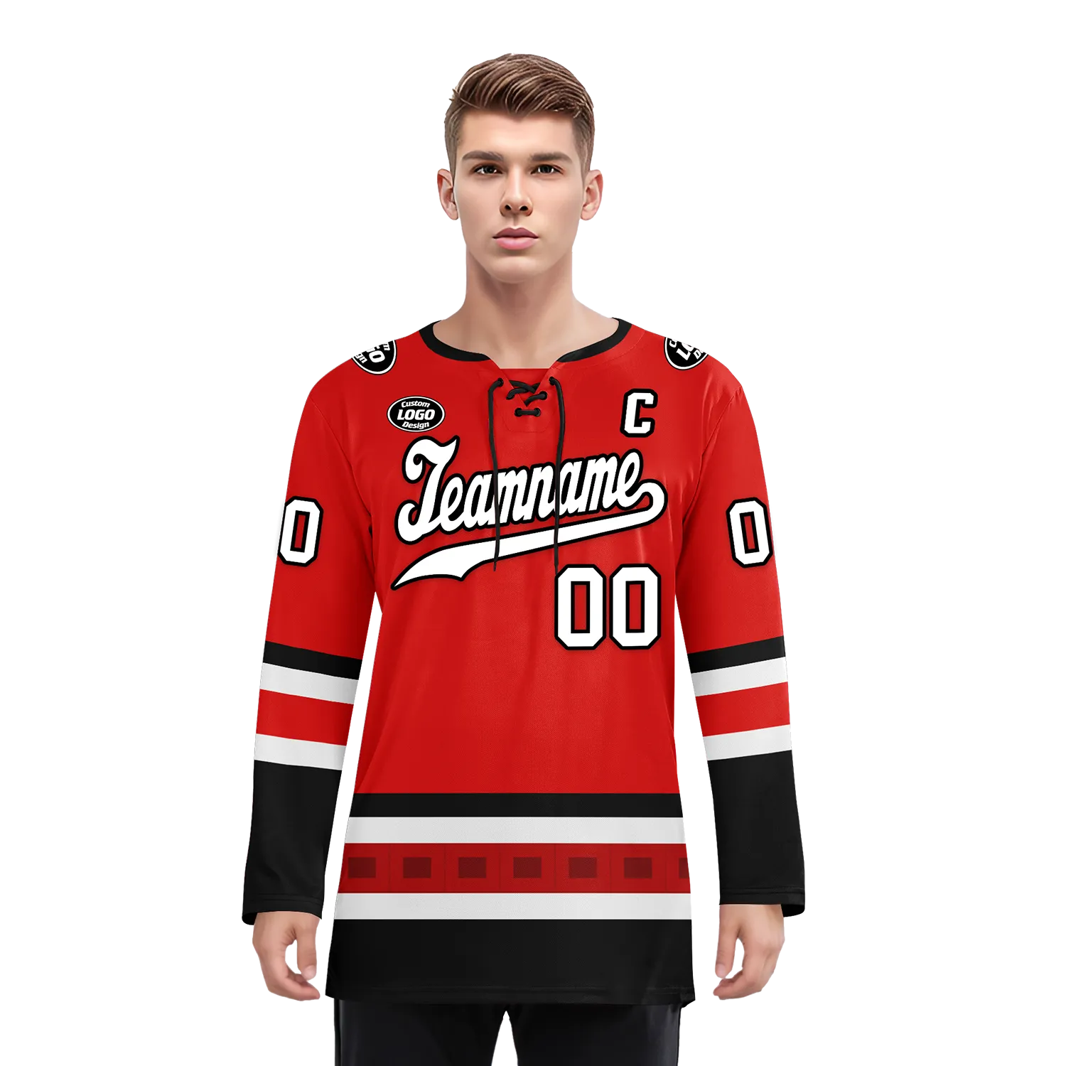 Custom Red Black Personalized Hockey Jersey HCKJ01-D0a700a