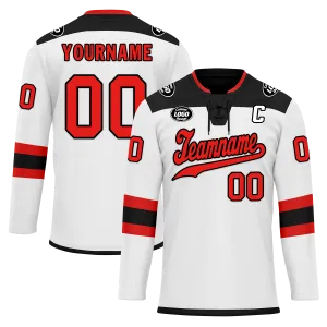 Custom White Black Personalized Hockey Jersey HCKJ01-D0a700c