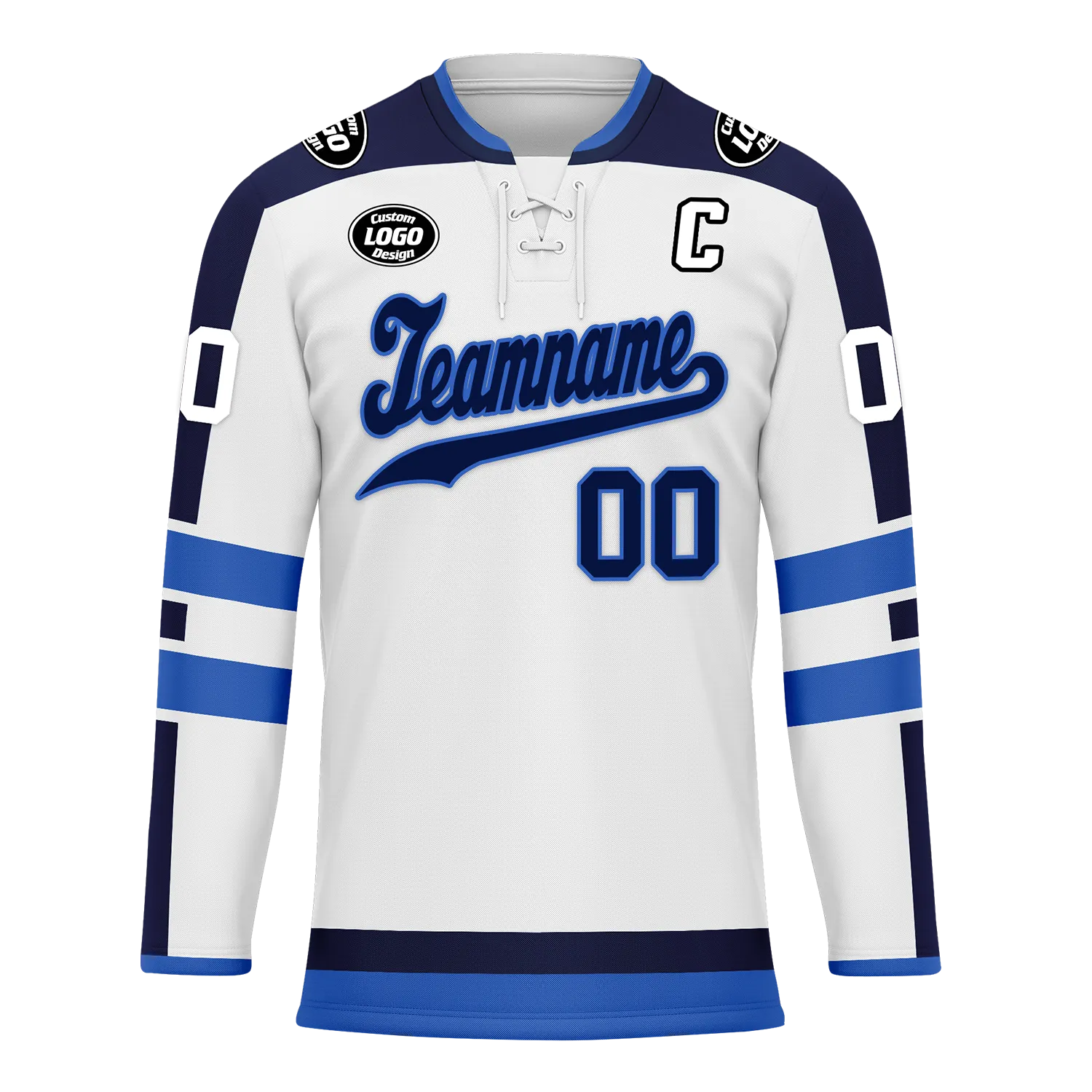 Custom White Blue Personalized Hockey Jersey HCKJ01-D0a70e0