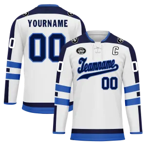 Custom White Blue Personalized Hockey Jersey HCKJ01-D0a70e0