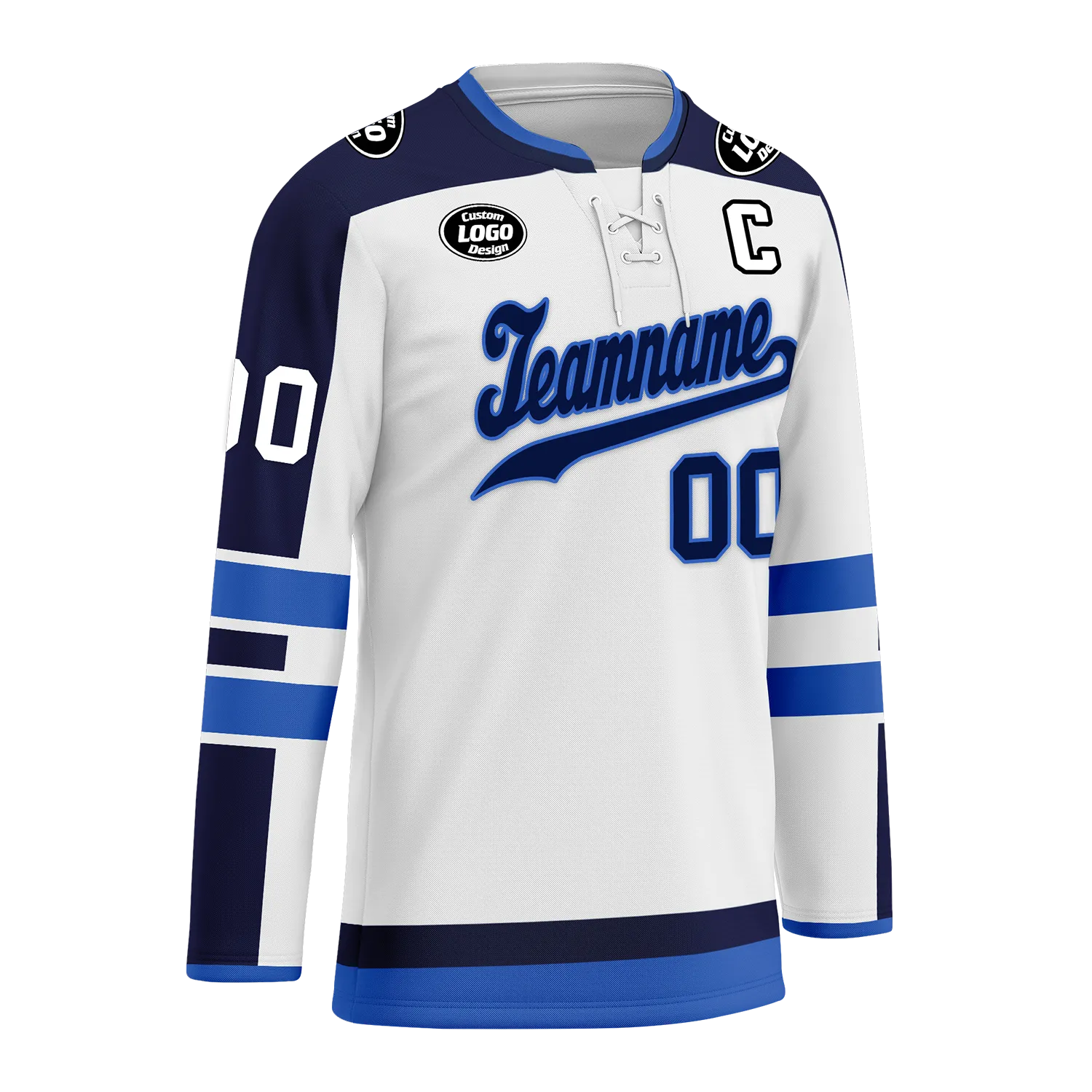 Custom White Blue Personalized Hockey Jersey HCKJ01-D0a70e0