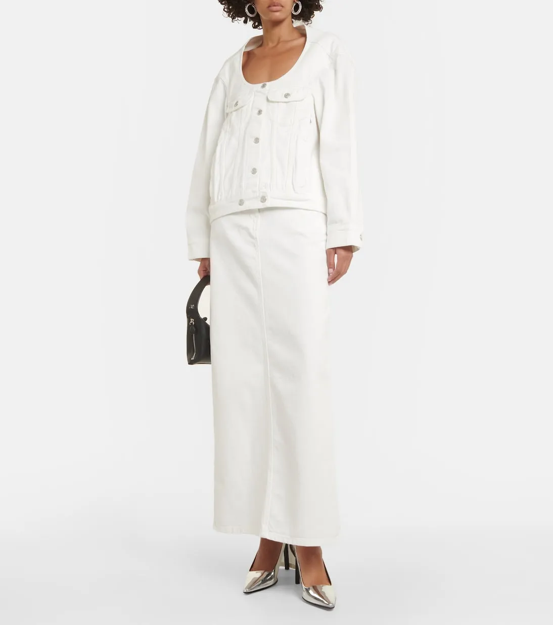 Denim maxi skirt Courrèges, white