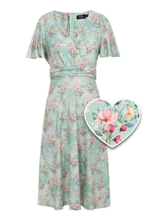 Donna Light Green Floral Day Dress