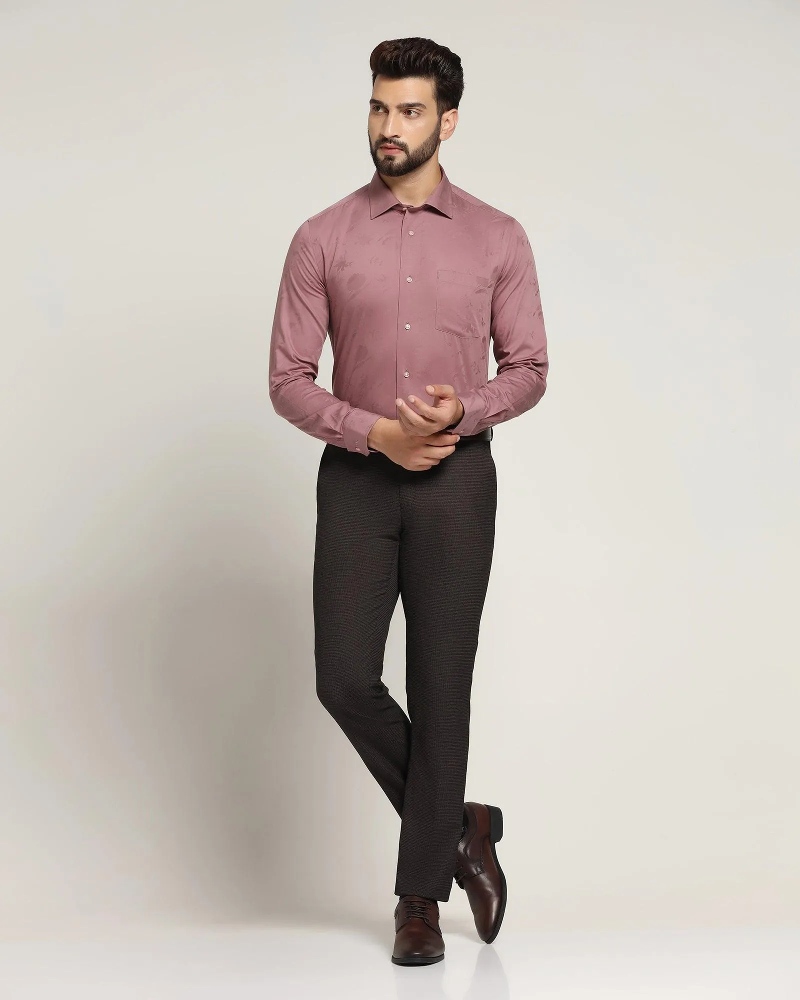 Formal Dusty Pink Printed Shirt - Hasad