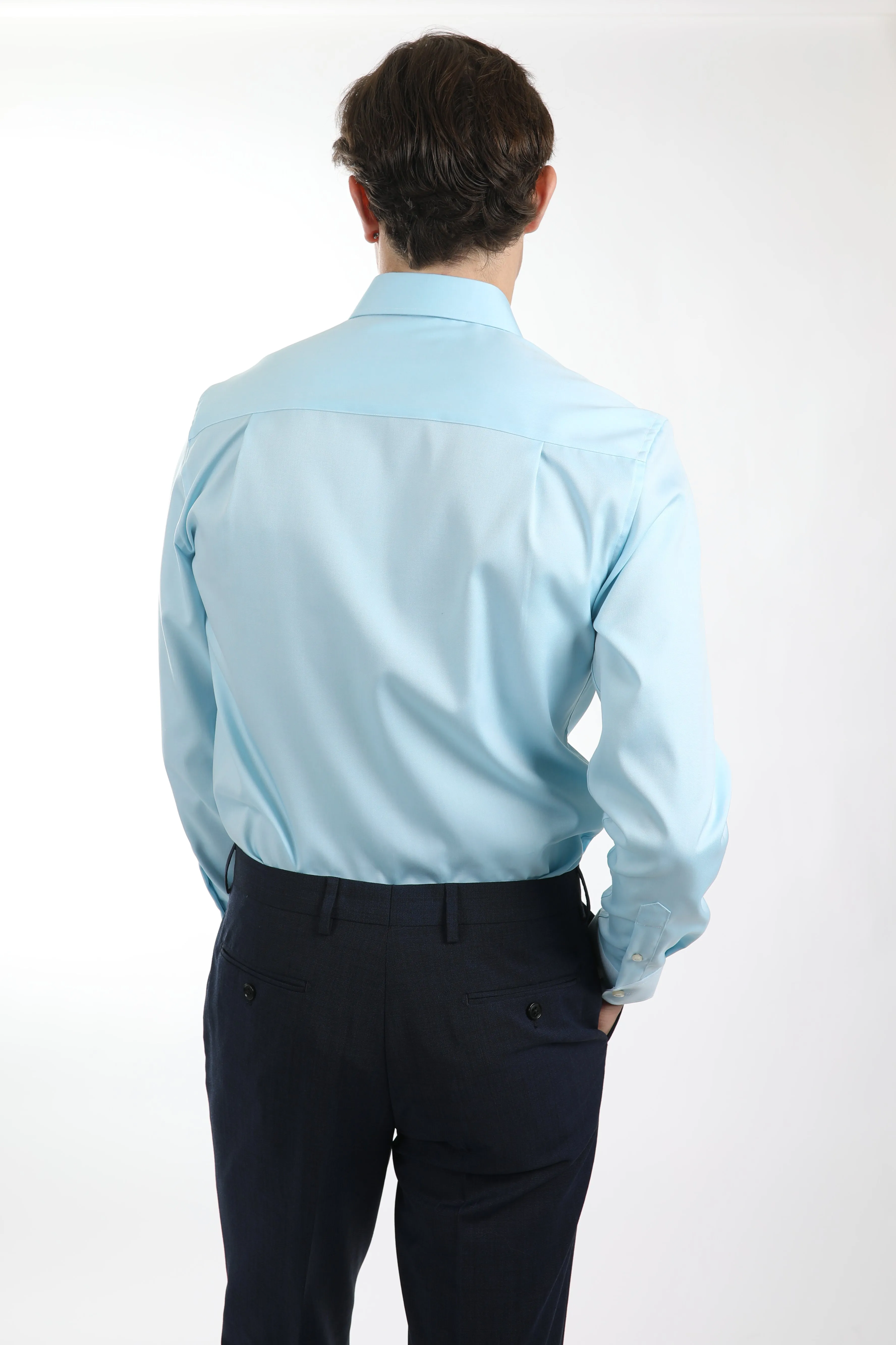 Ice Blue Plain Oxford Shirt (Slim Fit)