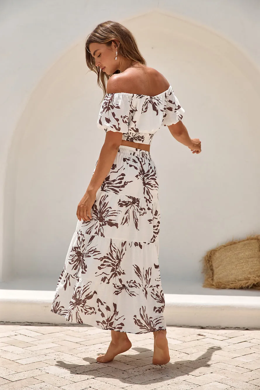 Island Whisper Maxi Skirt Brown