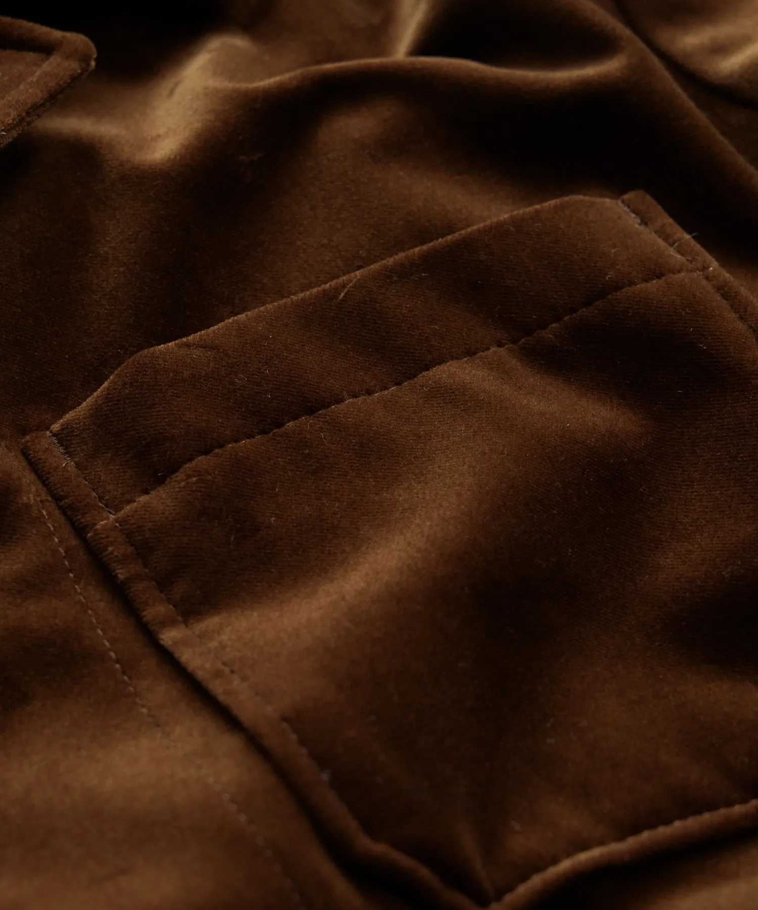 Italian Velvet Tailored Chore Coat in Chocolate