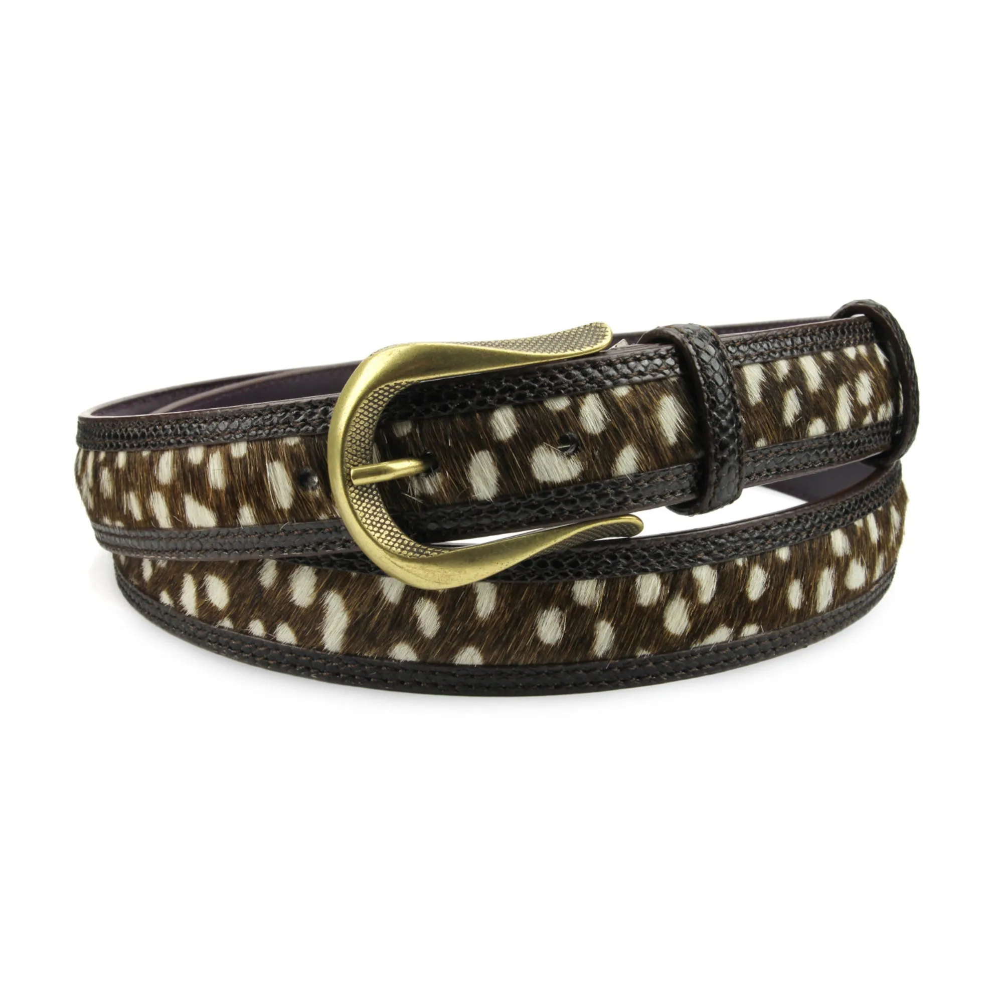 Jett Pony/Snake Mix Narrow Dark Choc Dimple Belt