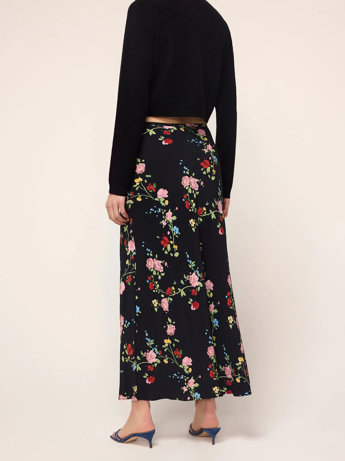 Layla Black Trailing Floral Maxi Skirt