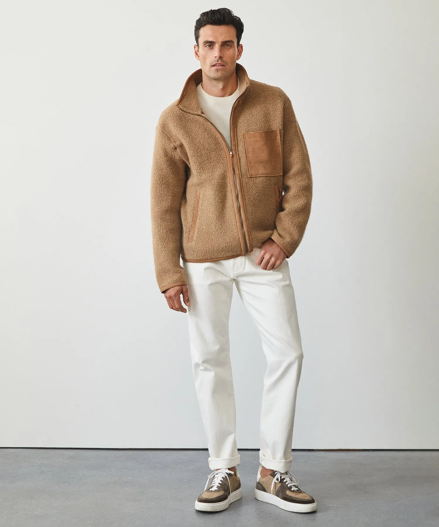 Luxe Sherpa Full-Zip Jacket in Camel