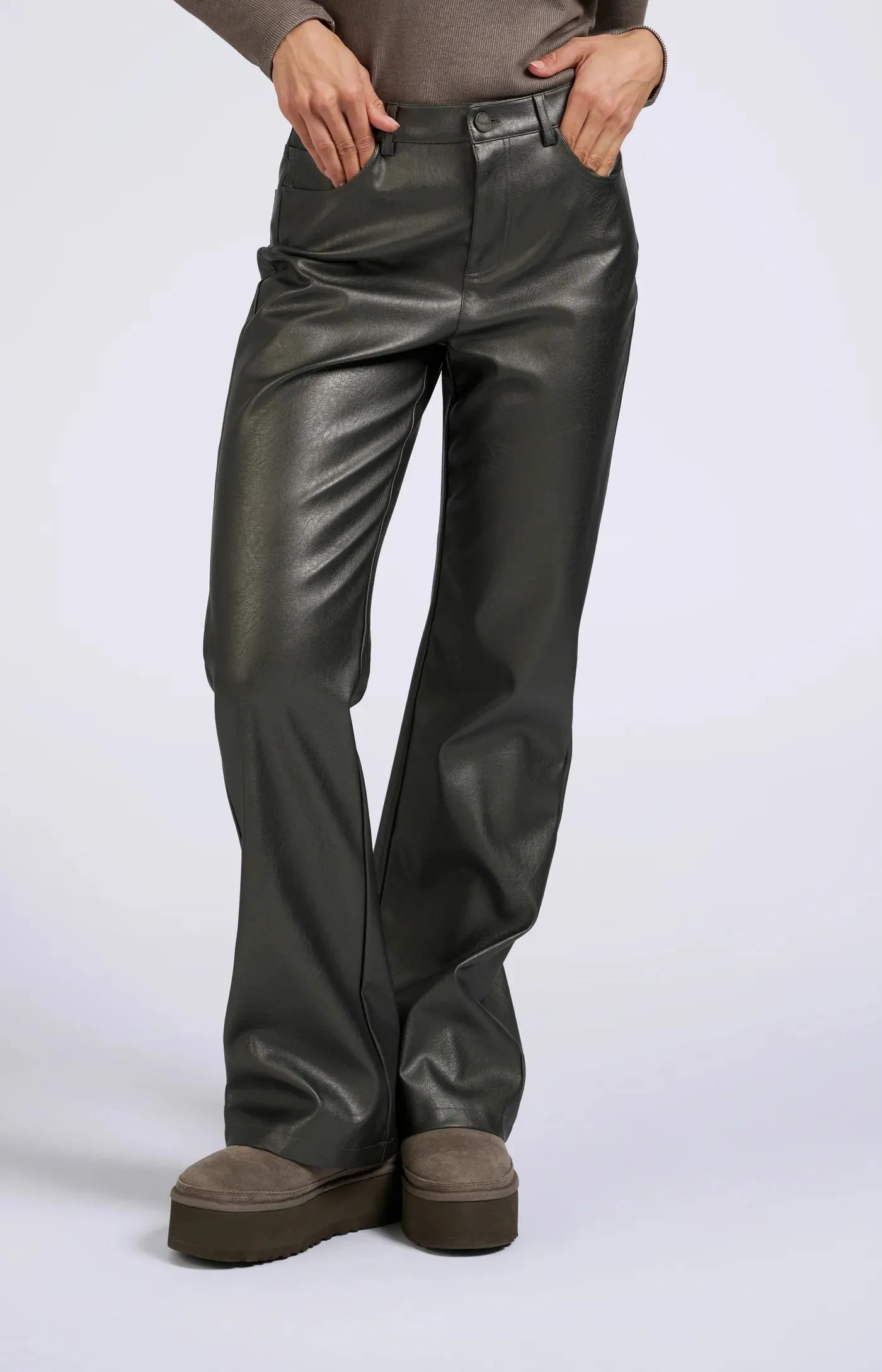 Metalic Wide Leg Trouser in Anthracite Silver