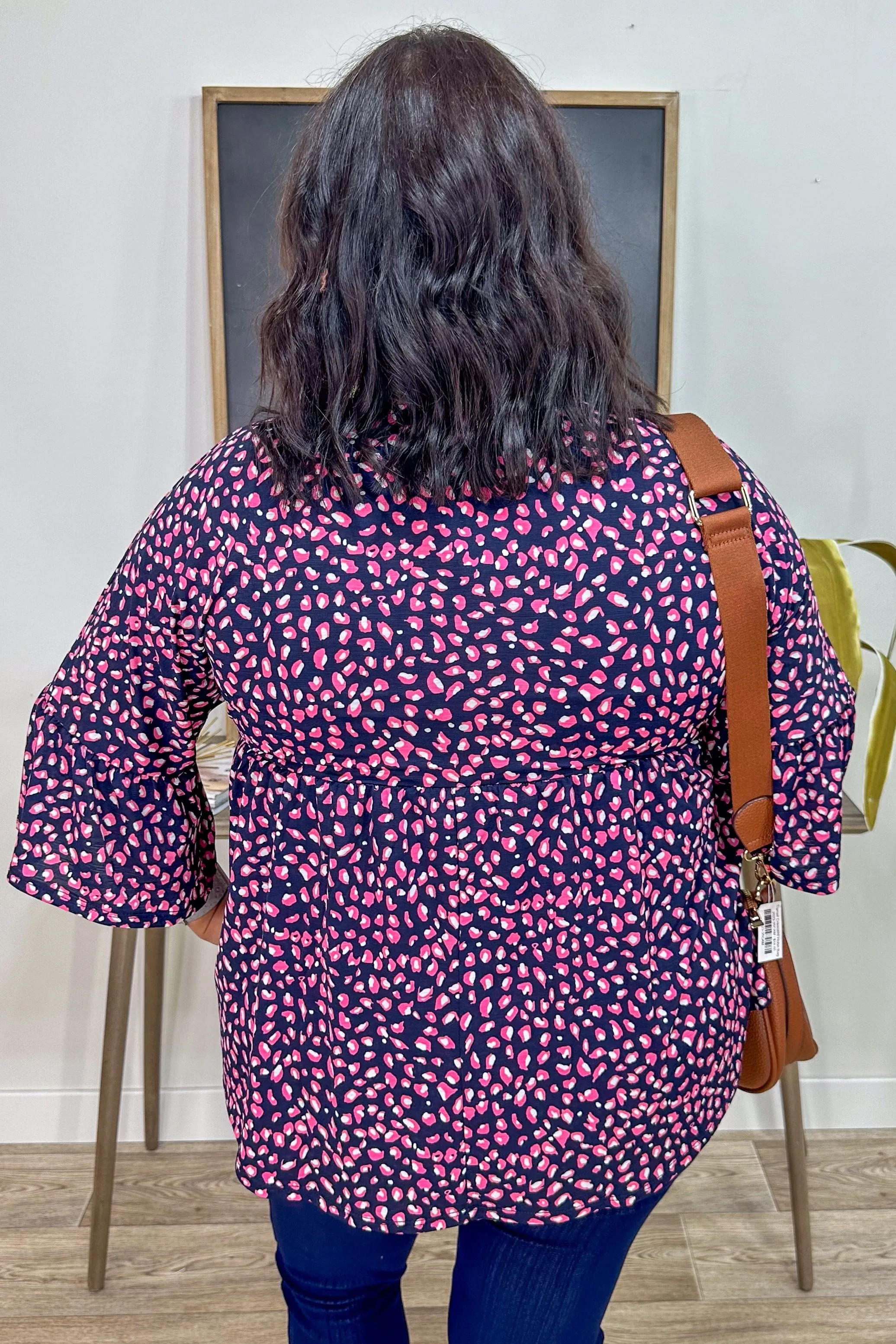 Navy & Pink Spots Top