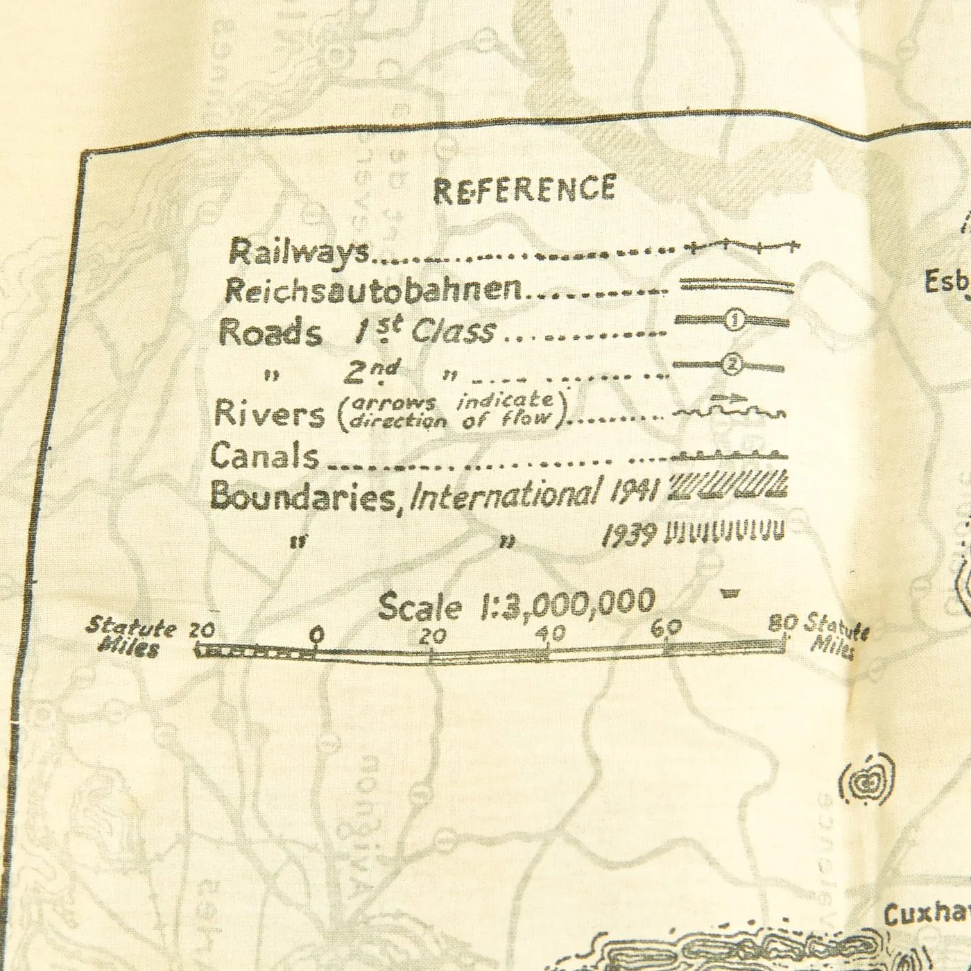 Original British WWII Double Sided Silk Escape Map of Occupied France & Germany