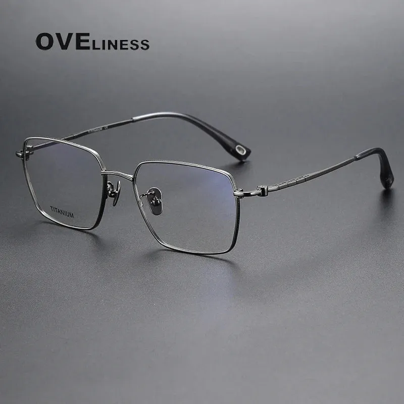 Oveliness Men's Full Rim Square Titanium Eyeglasses 80908